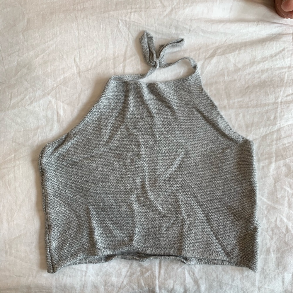 Grey halter crop top